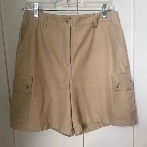 Lauren Ralph Lauren Tan 100% Cotton Flat High Waist Preppy Cargo Resort Shorts 8 - Picture 2 of 8